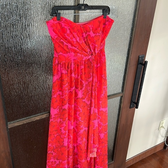 Badgley Mischka Elegant Strapless Floral Dress in Red and Pink size 12 - Picture 14 of 14